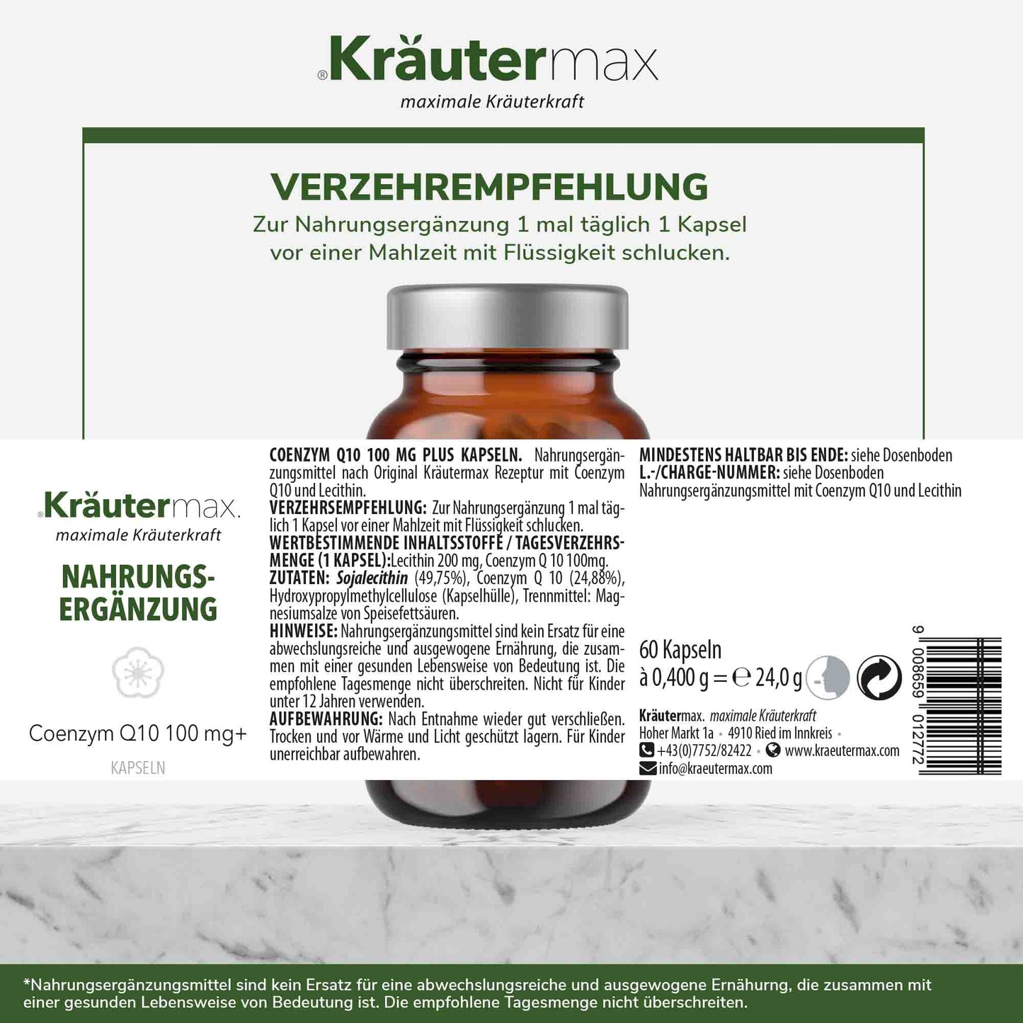 Coenzym Q10 100 mg+ Kapseln 1 x 60 Stück