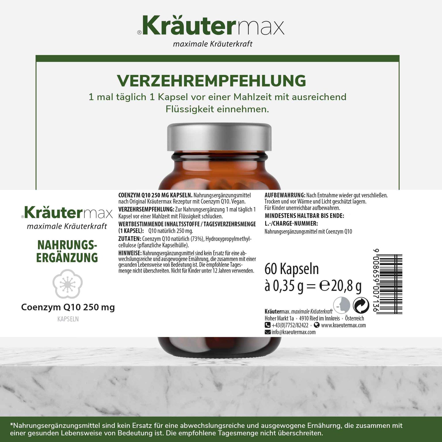 Coenzym Q10 250 mg Kapseln 1 x 60 Stück