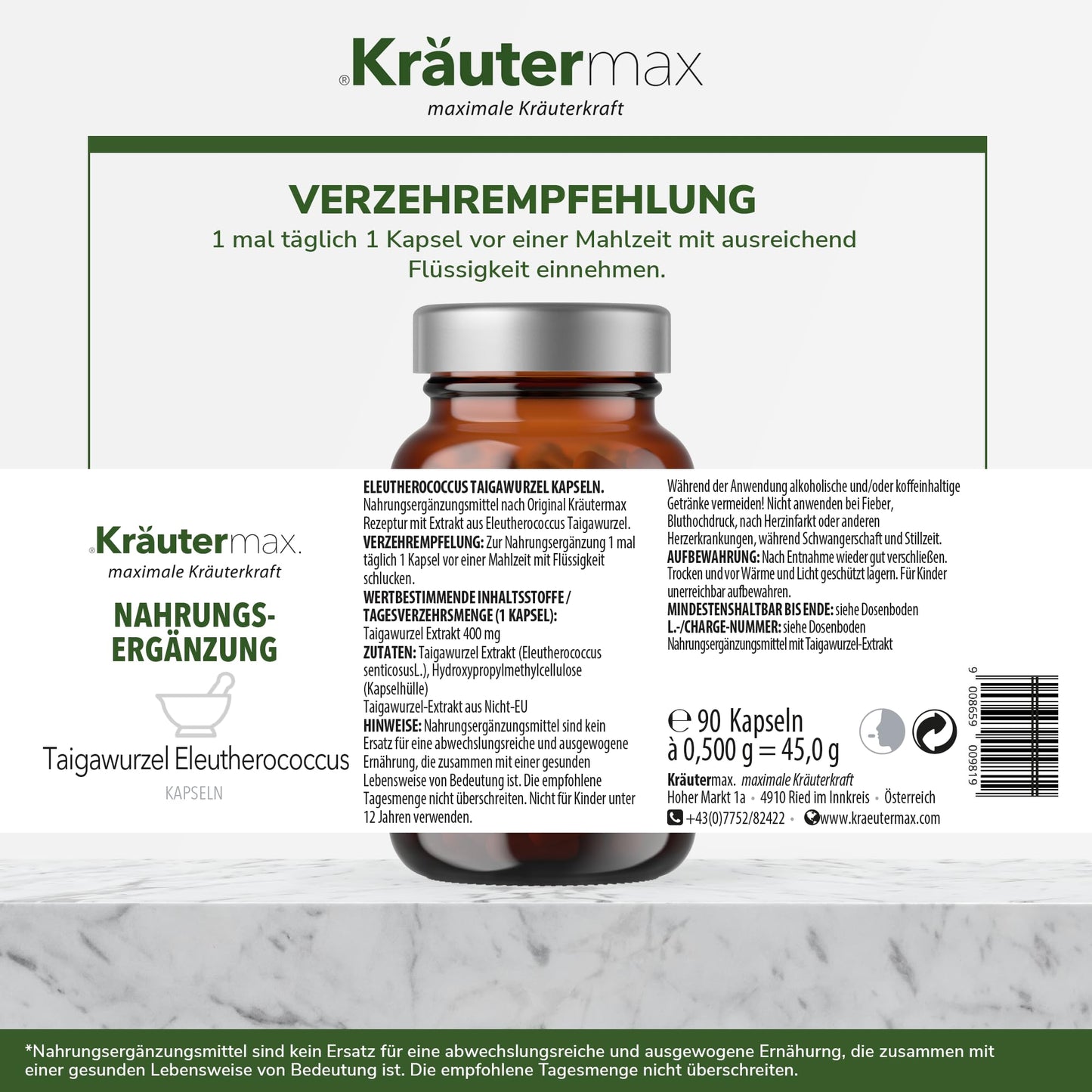 Taigawurzel Eleutherococcus Kapseln 1 x 90 Stück