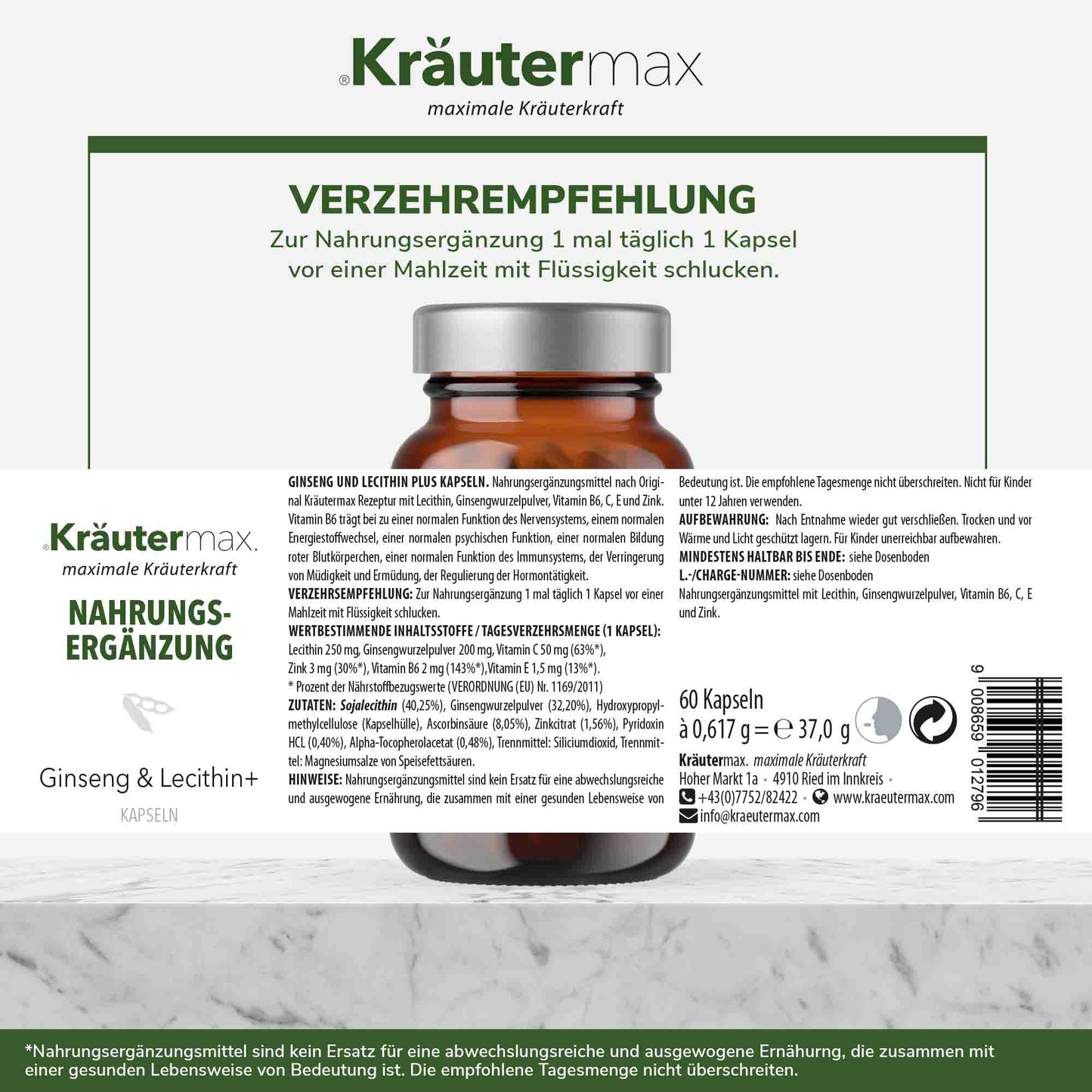 Ginseng und Lecithin+ Kapseln 1 x 60 Stück