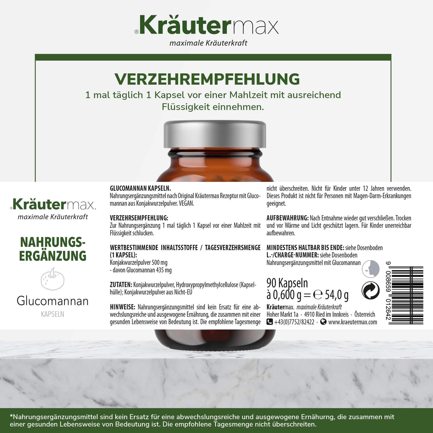 Glucomannan Konjakwurzel Kapseln 1 x 90 Stück