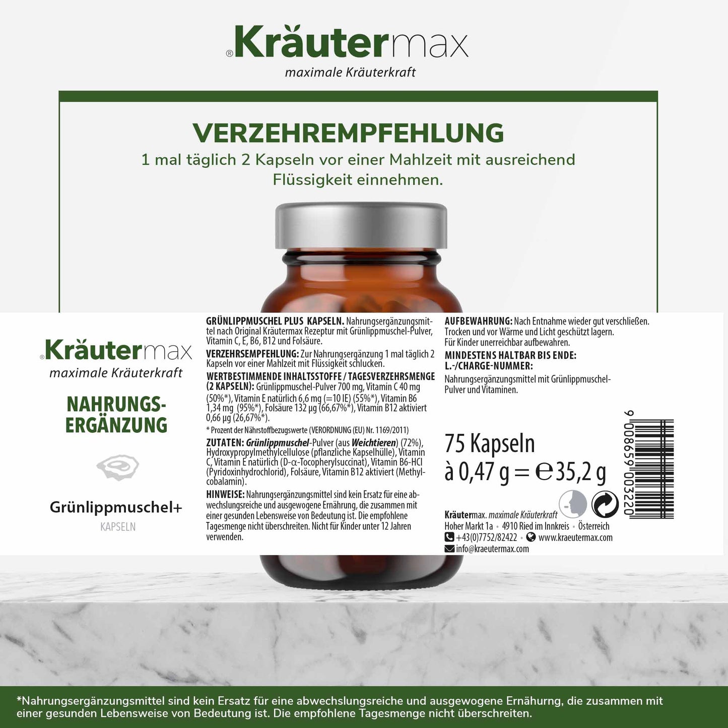 Grünlippmuschel Kapseln 1 x 75 Stück