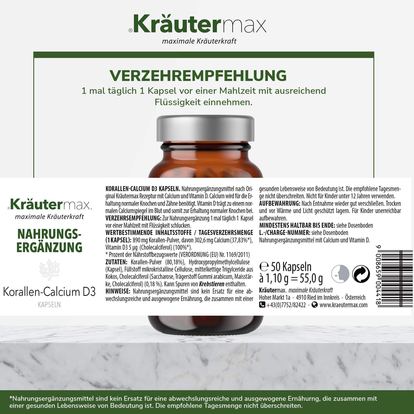 Korallen Calcium mit Vitamin D3 1 x 50 Stück