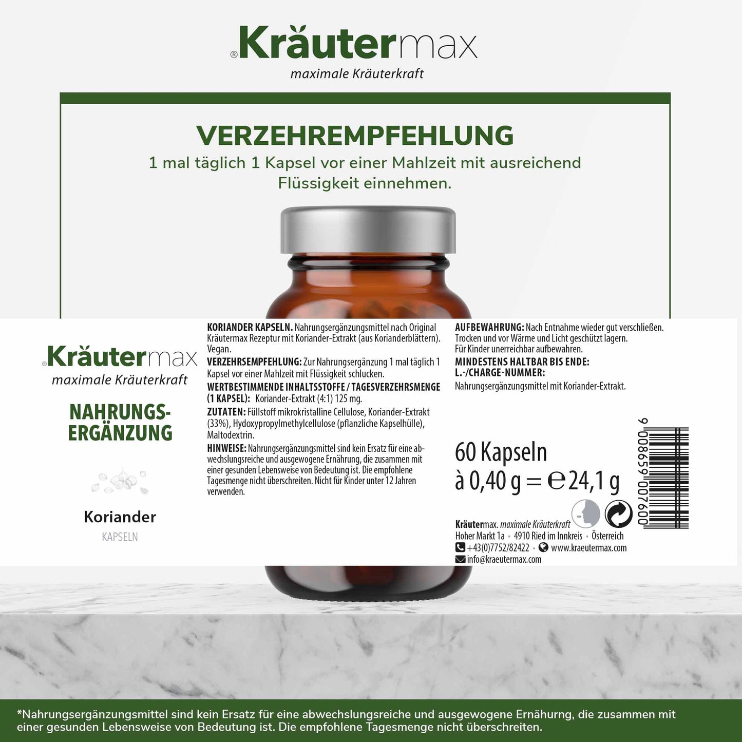 Koriander Kapseln 1 x 60 Stück