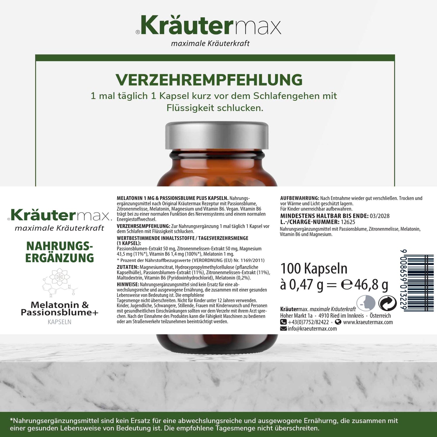 Melatonin Kapseln mit Passionsblumen Extrakt 1 x 100 Stück