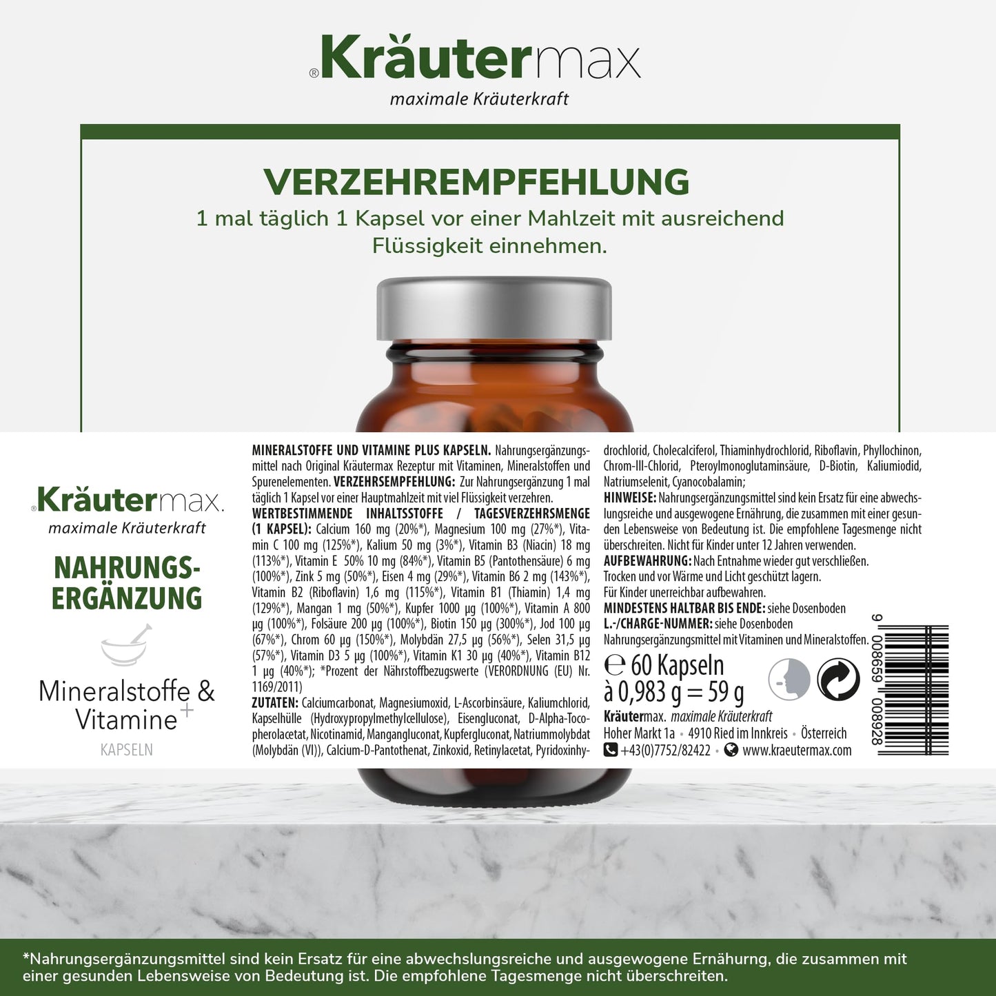 Mineralstoffe und Vitamine Kapseln 1 x 60 Stück