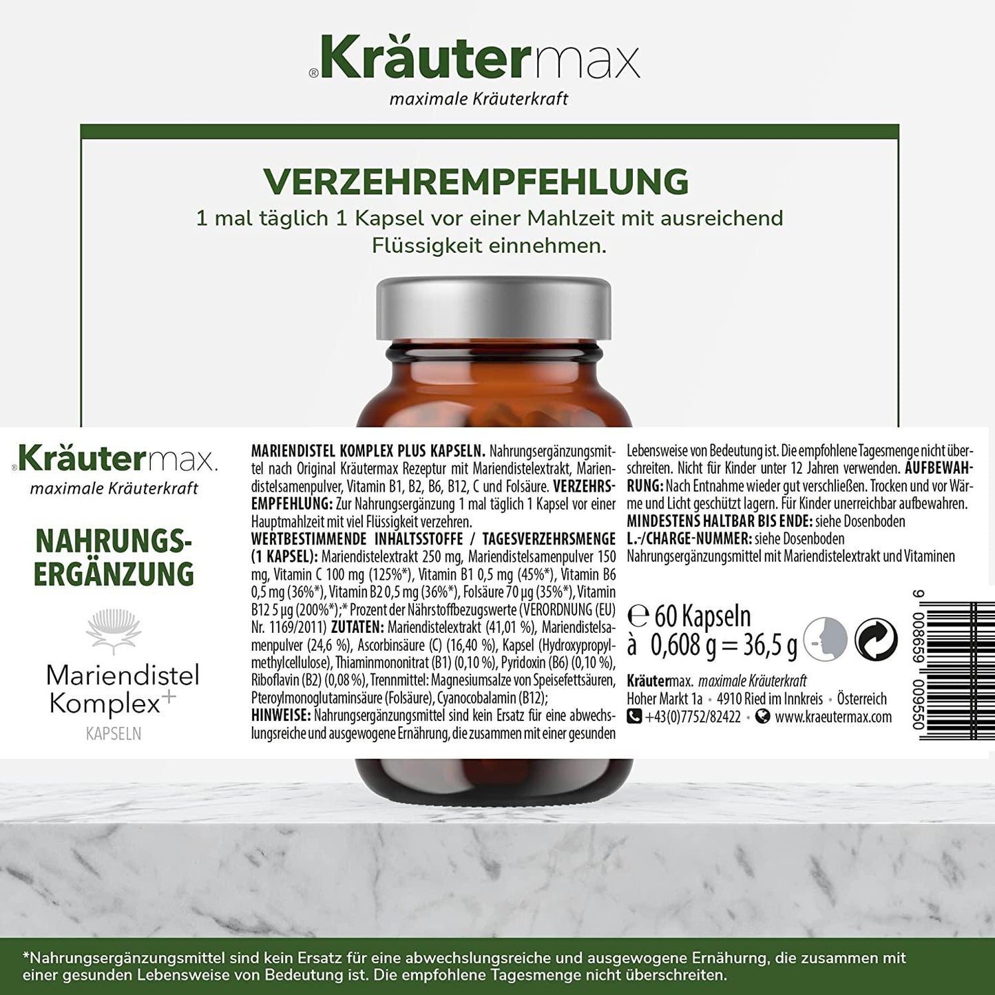 Mariendistel Komplex Kapseln 4 x 60 Stück AKTION