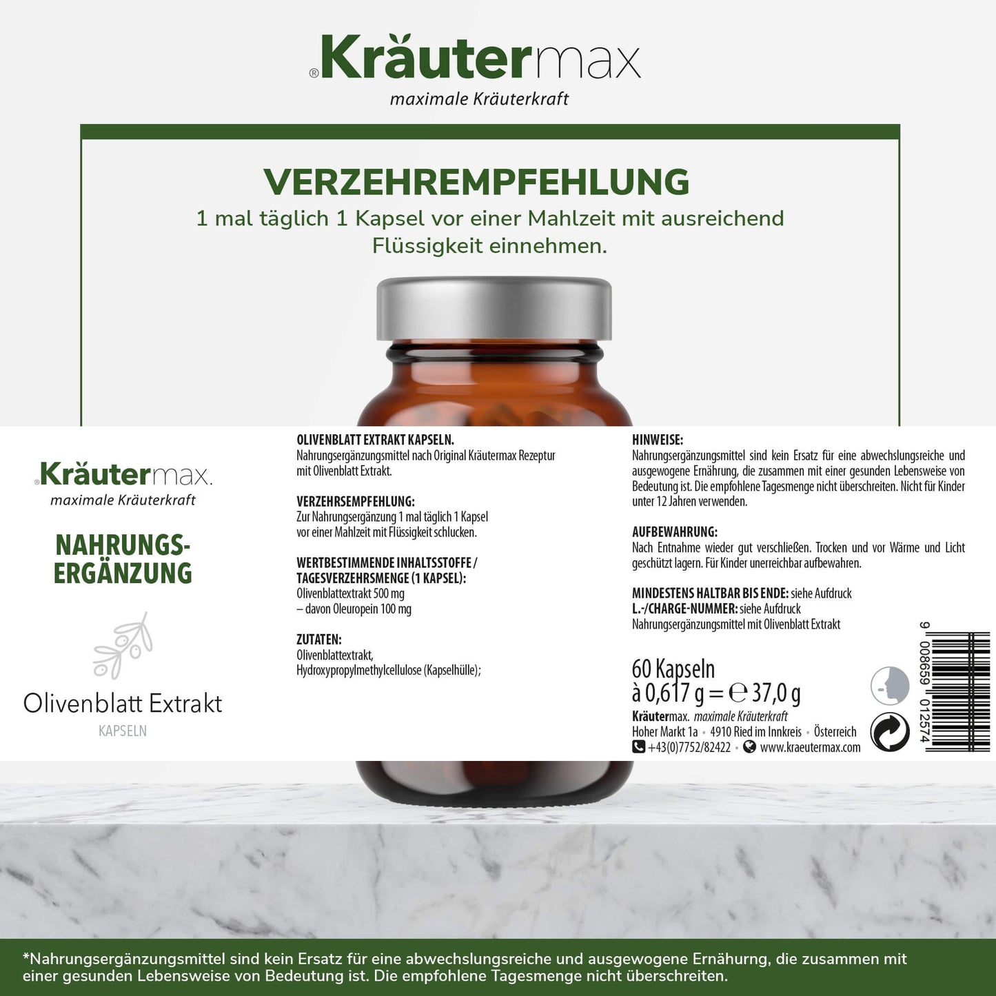 Olivenblatt Extrakt Kapseln 1 x 60 Stück