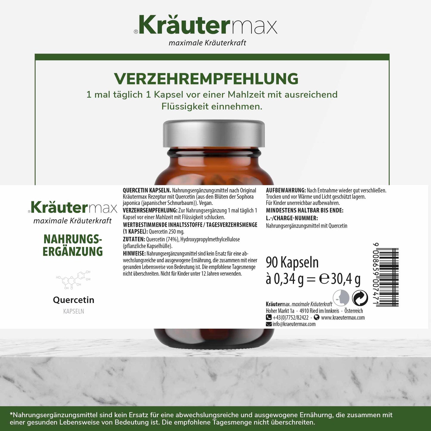 Quercetin Kapseln 250 mg 1 x 90 Stück