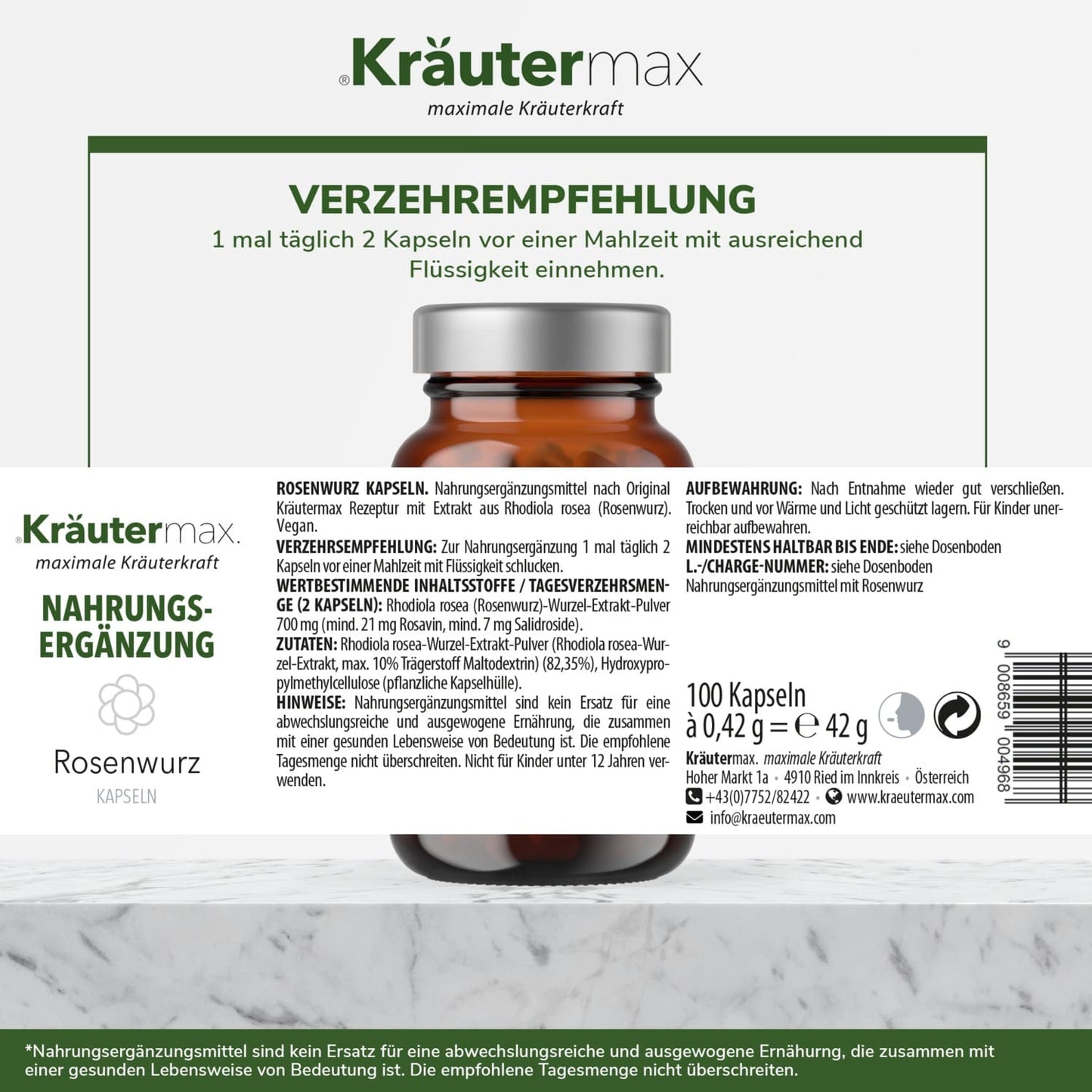 Rosenwurz Kapseln 1 x 100 Stück