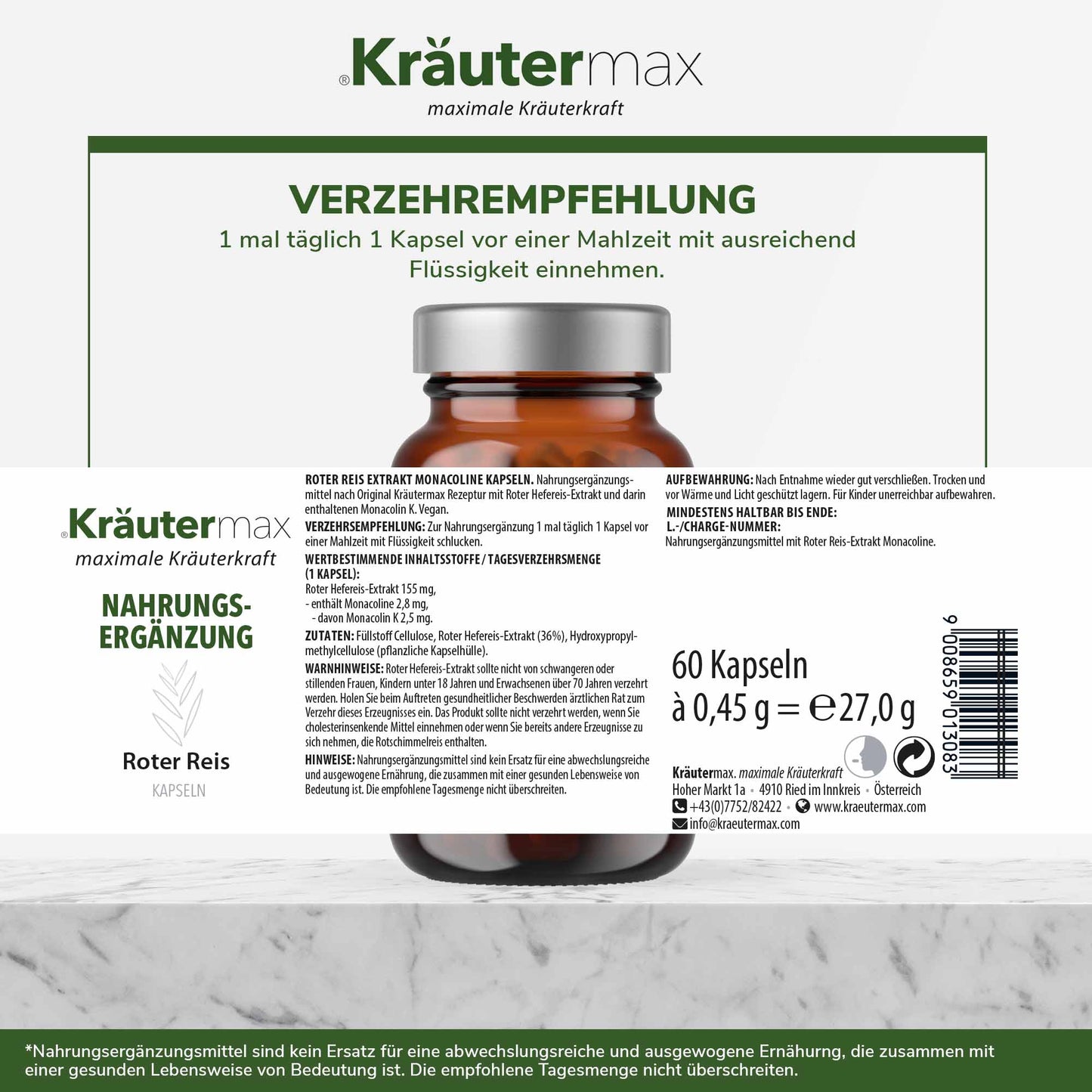 Roter Reis Extrakt Monacoline Kapseln 1 x 60 Stück