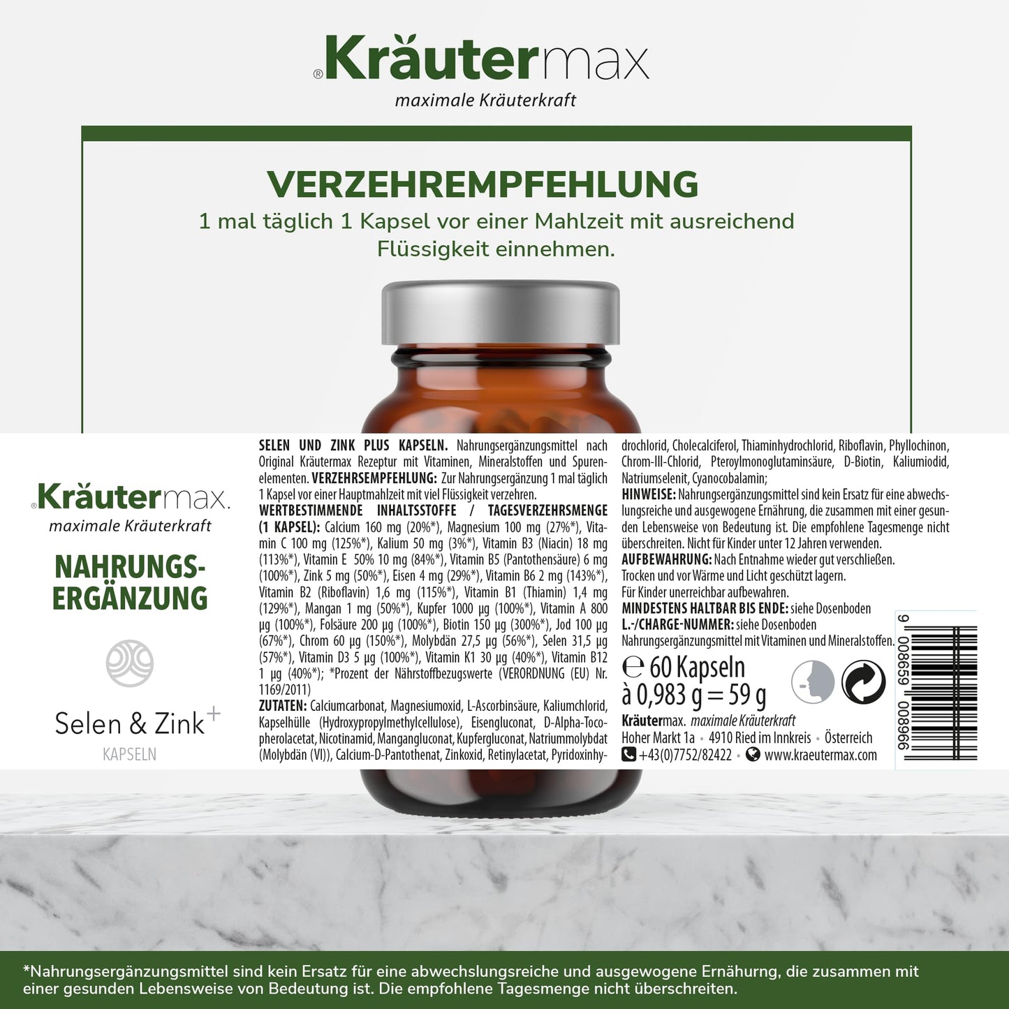 Selen mit Zink Kapseln 1 x 60 Stück