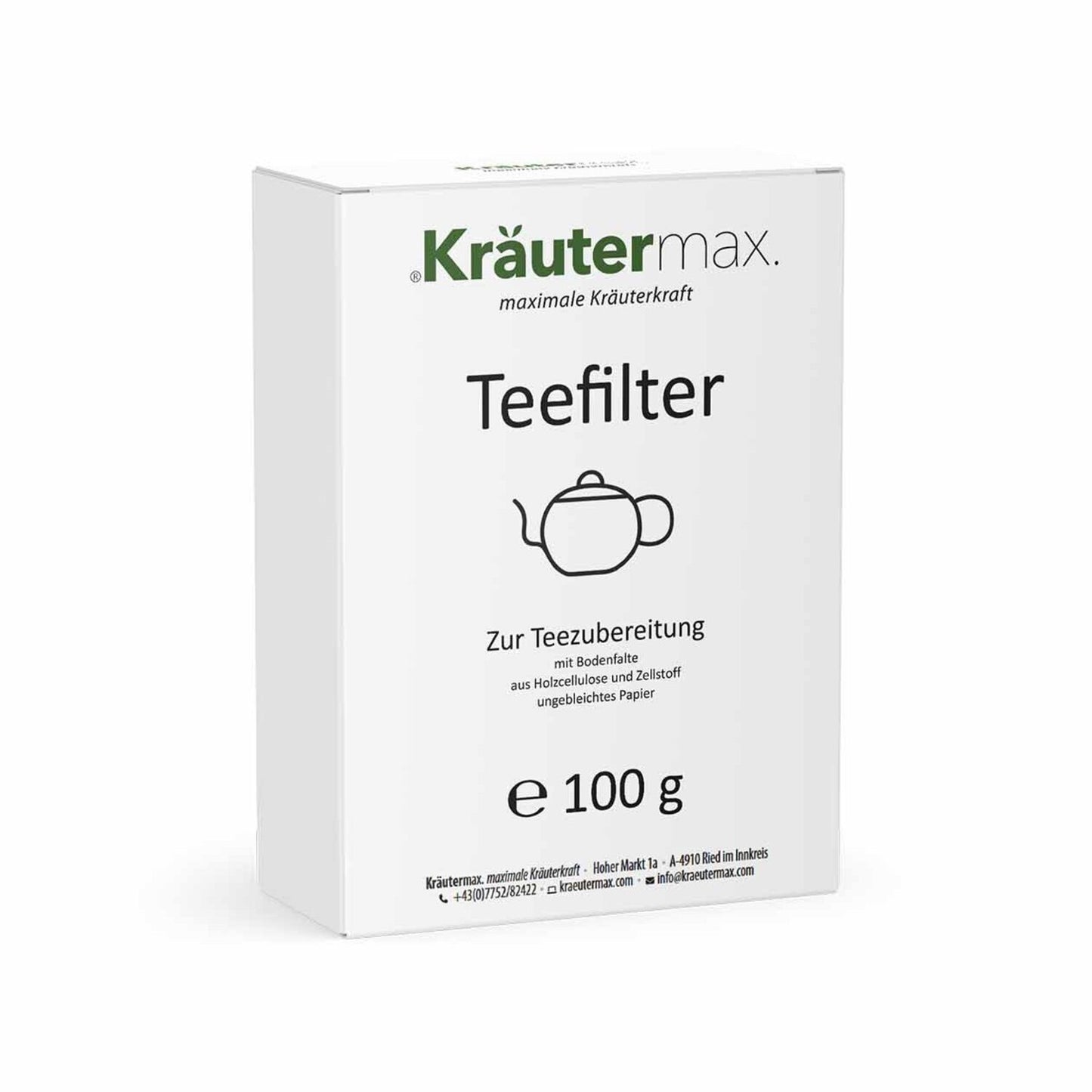 Teefilter 100 Stk. von Kräutermax, ungebleichte Papierteefilter mit Bodenfalte