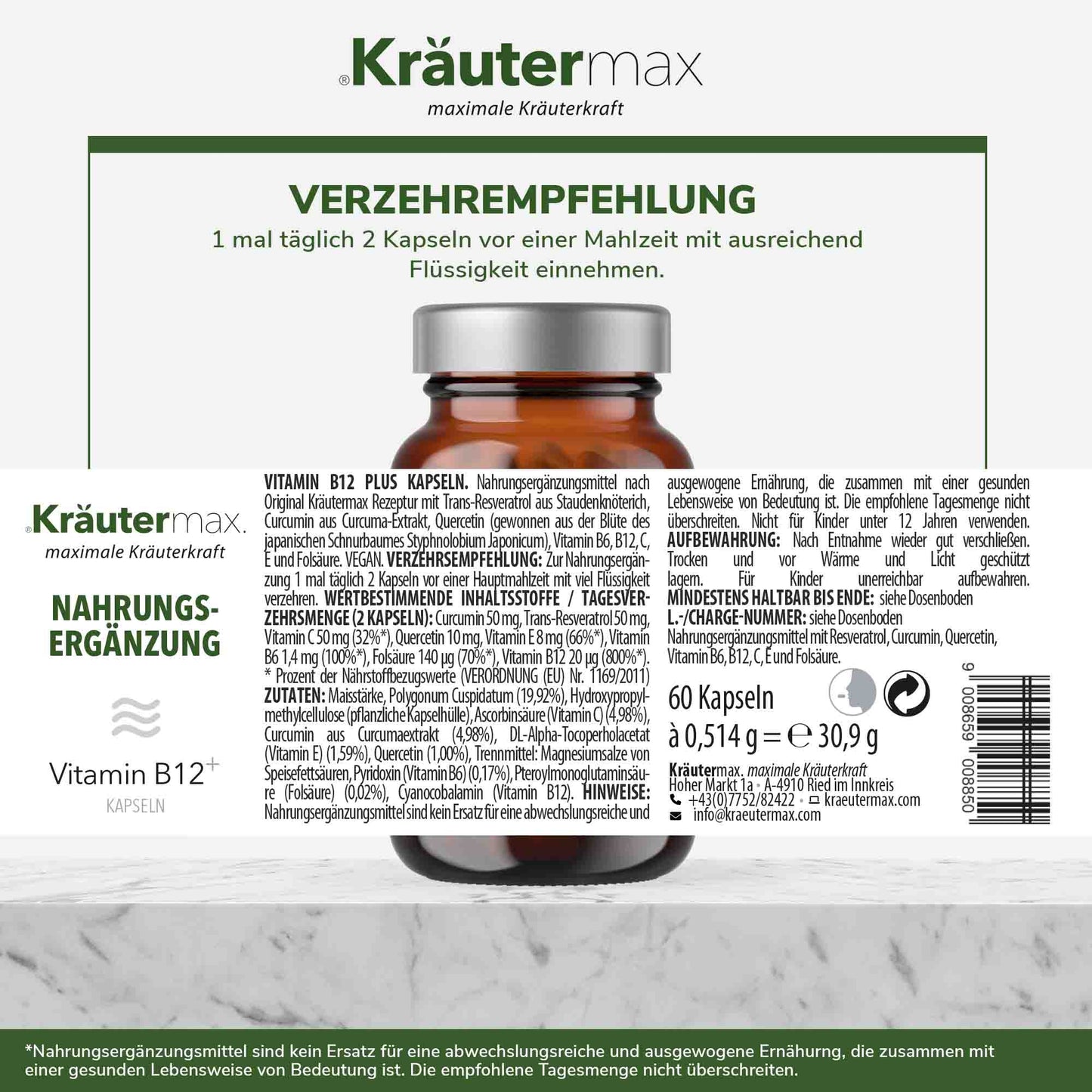 Vitamin B12 plus Kapseln 1 x 60 Stück