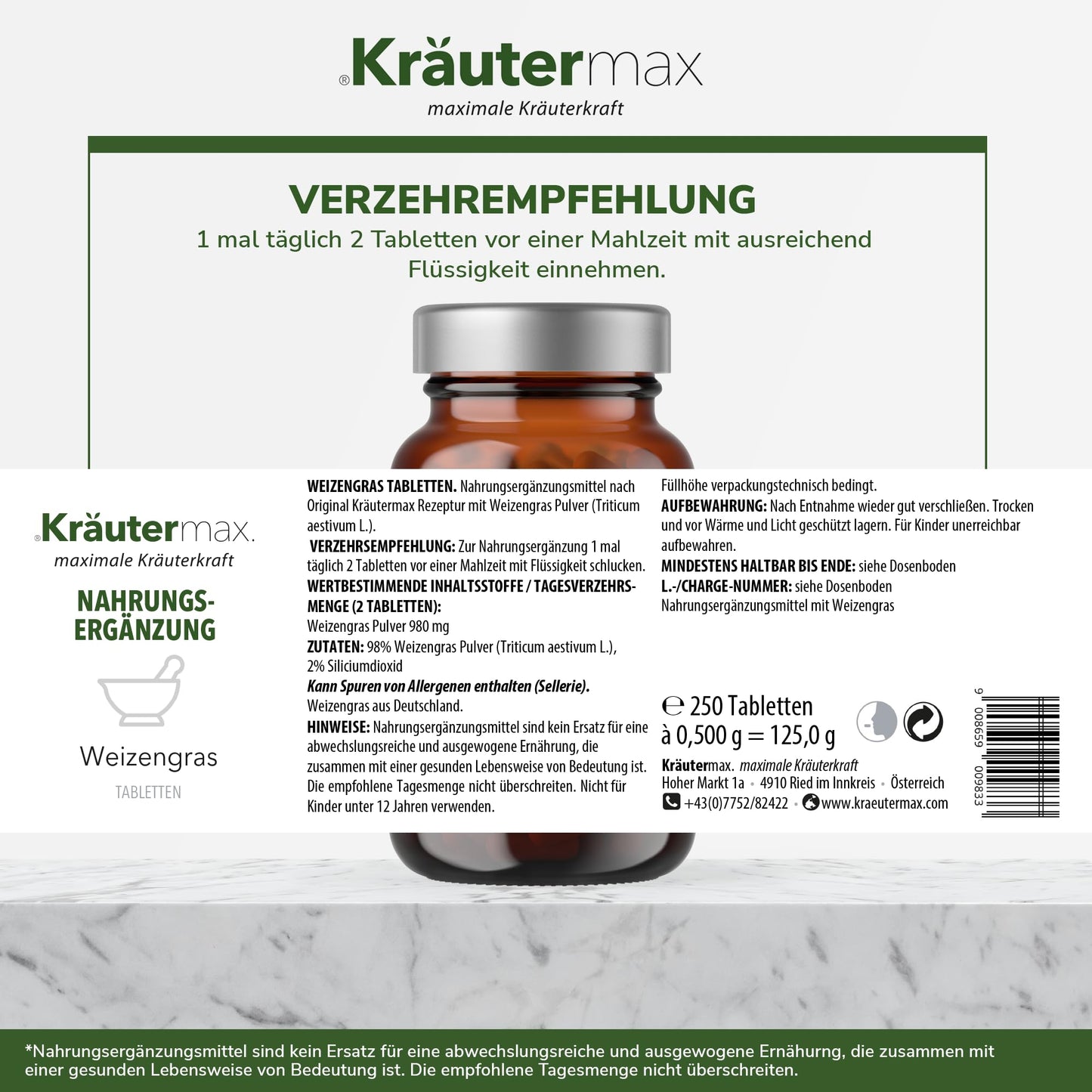 Weizengras Tabletten 1 x 250 Stück