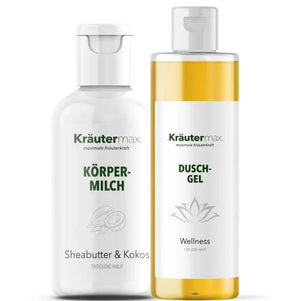 Duschgel Wellness 1 x 250 ml + Körpermilch Sheabutter & Kokos+ 1 x 250 ml AKTION