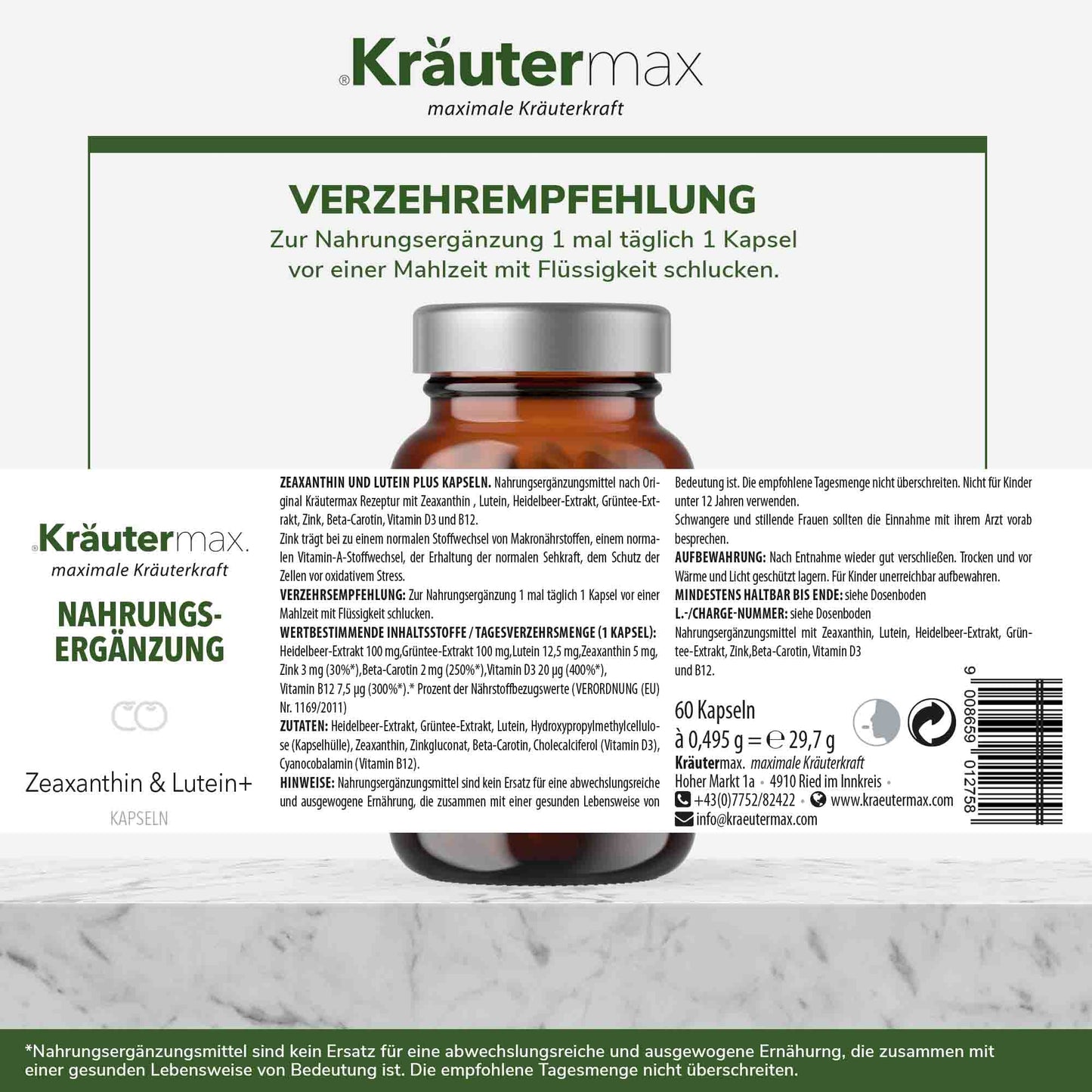 Zeaxanthin & Lutein+ Kapseln 1 x 60 Stück