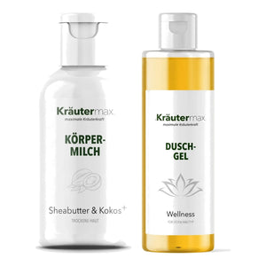 Duschgel Wellness 1 x 250 ml + Körpermilch Sheabutter & Kokos+ 1 x 250 ml AKTION