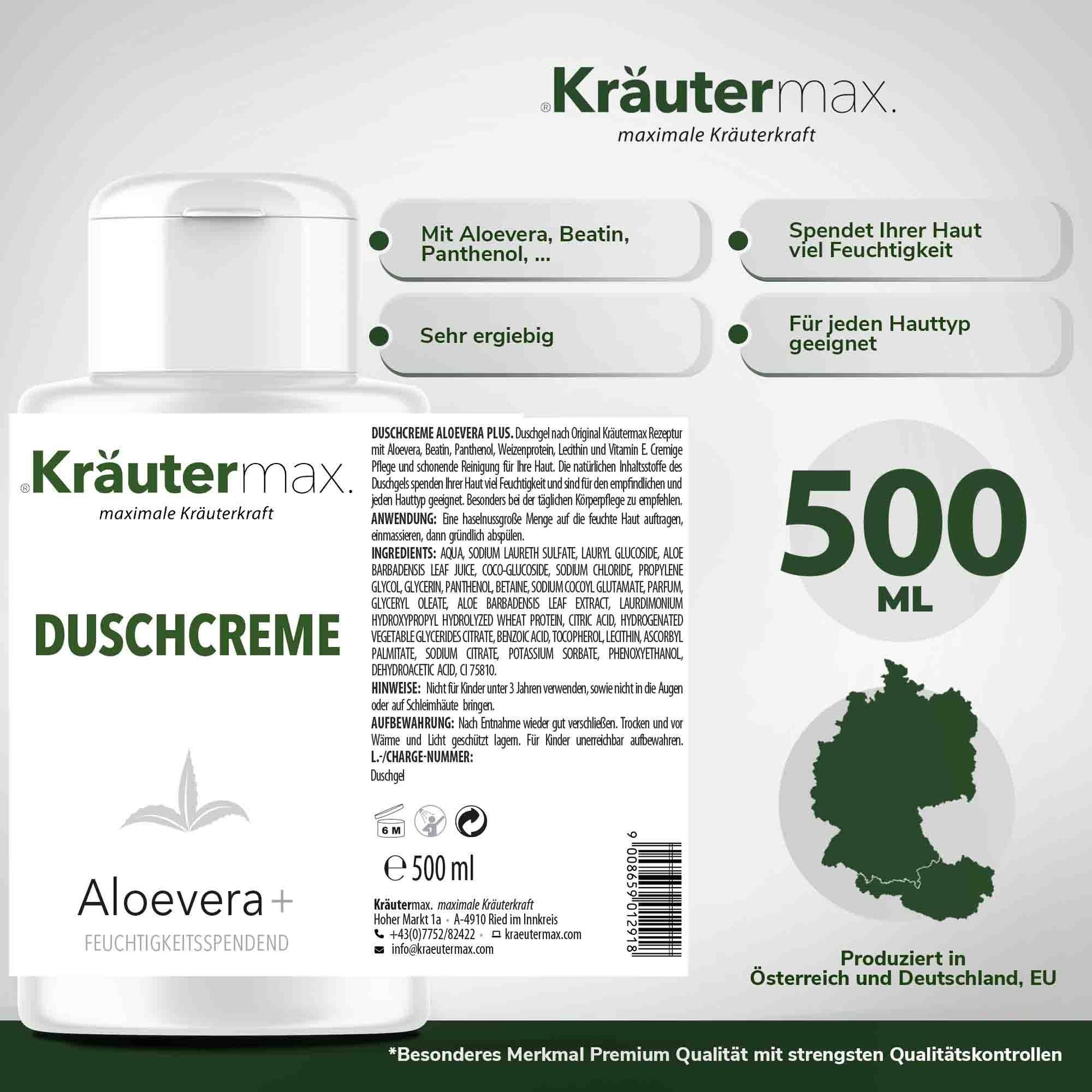 Aloevera Duschcreme 3x500 ml Aktion 5 Etikett