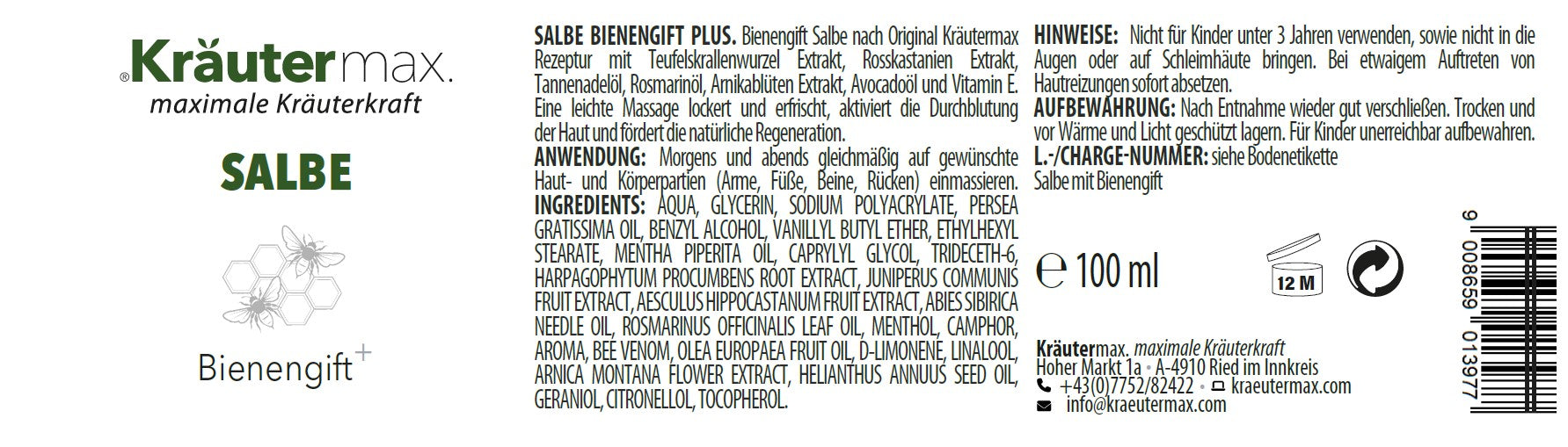 Bienengift Salbe 100 ml