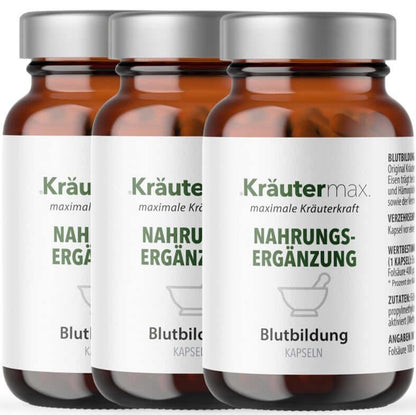 Blutbildung Eisen mit Vitamin C Kapseln 3 x 90 Stück AKTION - Kraeutermax