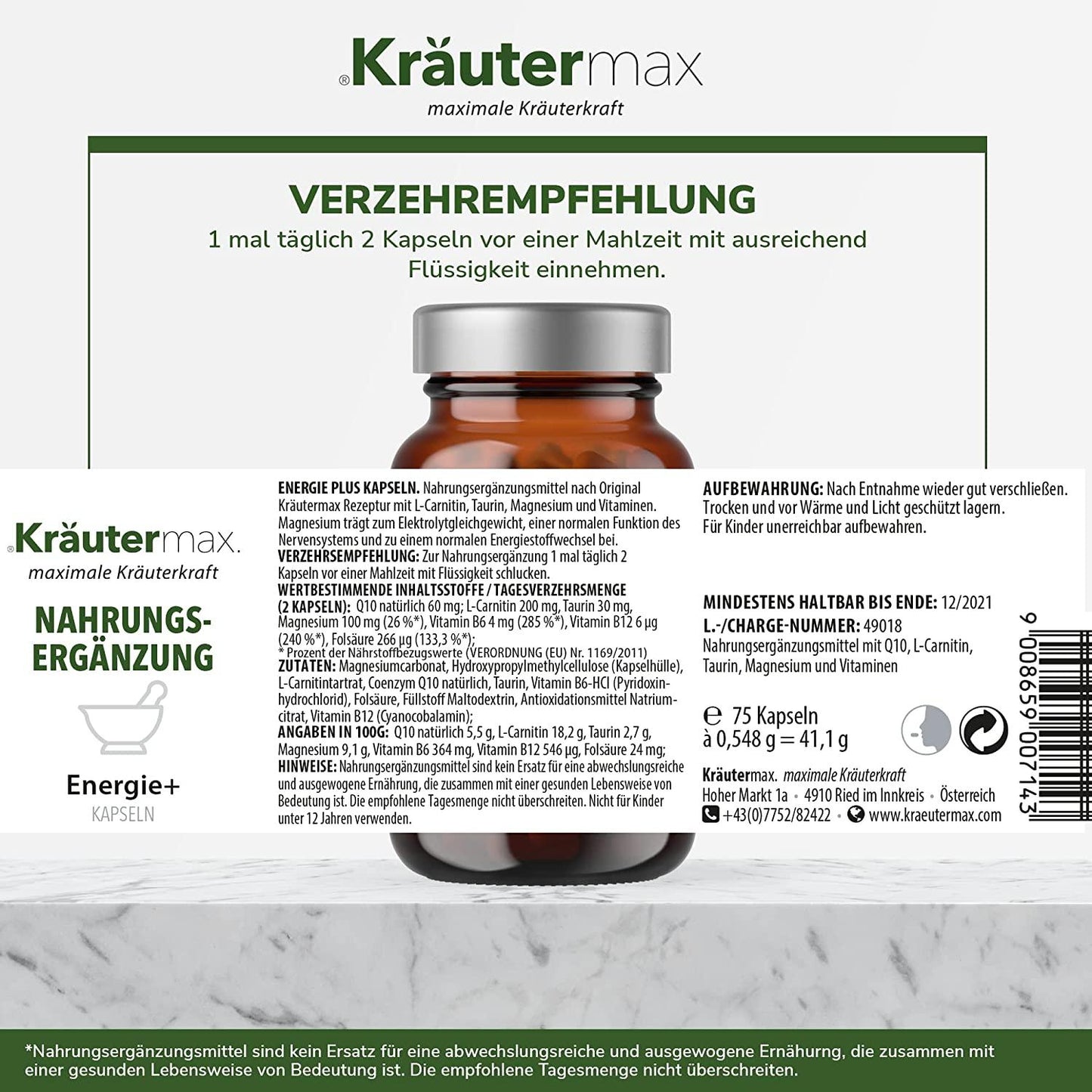 Energie Kapseln 2 x 75 Stück AKTION