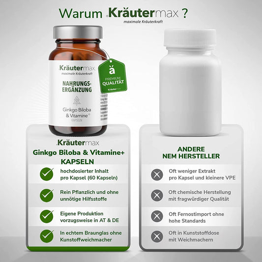 Ginkgo Biloba und Vitamine Kapseln 4 x 60 Stück AKTION