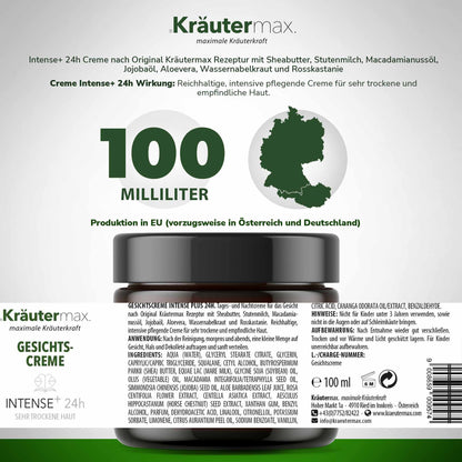 Intense Gesichtscreme Kräutermax – Inhaltsstoffe und Etikett im Detail