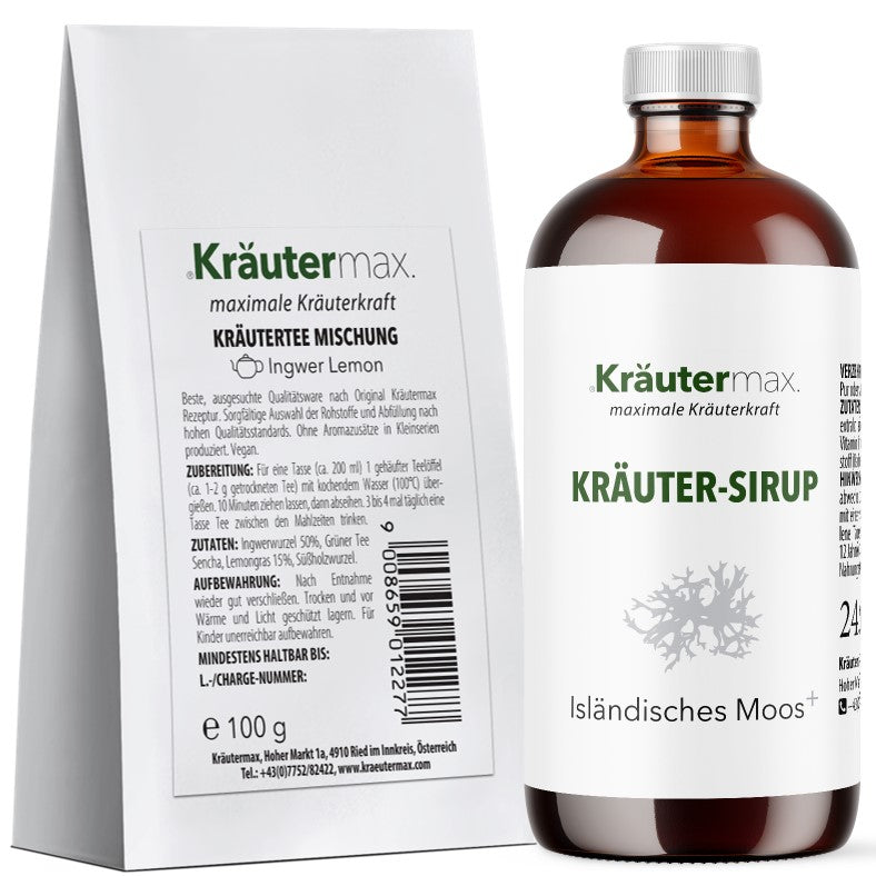 Lavender Isländisch Moos Sirup 1 x 245 ml + Ingwer Lemon Tee 1 x 100 g AKTION