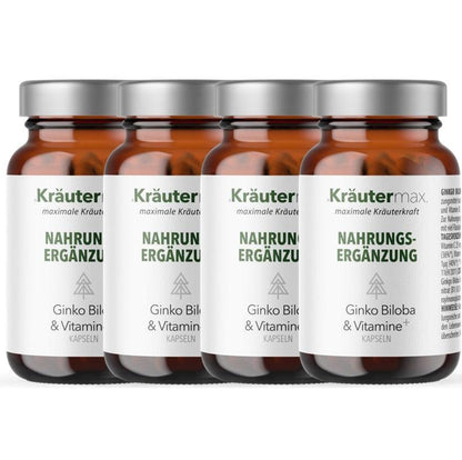 Ginkgo Biloba und Vitamine Kapseln 4 x 60 Stück AKTION - Kraeutermax