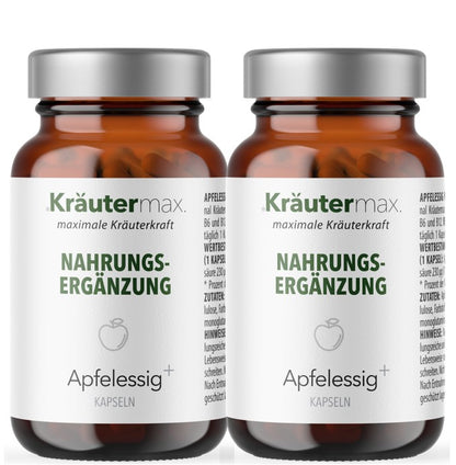 Apfelessig Kapseln von Kräutermax mit Biotin, Folsäure und Vitamin B12, 2 x 60 Stück