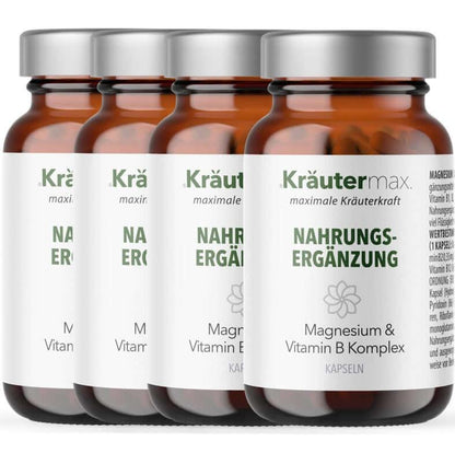 Magnesium mit Vitamin B Komplex Kapseln 4 x 60 Stück AKTION - Kraeutermax