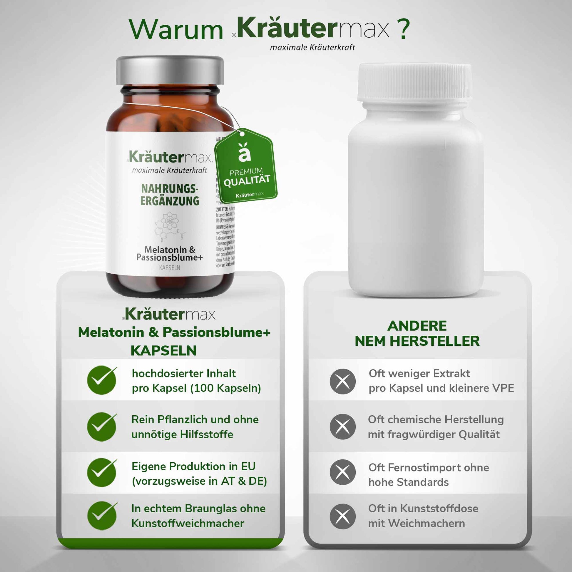 Light Gray Melatonin Kapseln mit Passionsblumen Extrakt 1 x 100 Stück