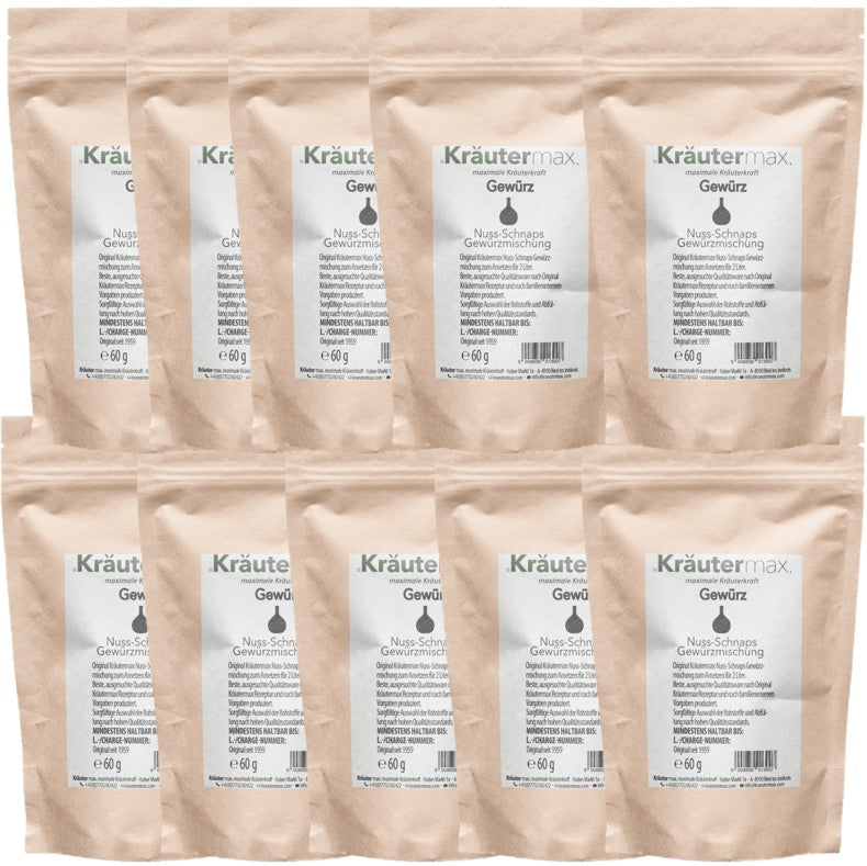 Nussschnaps Gewürz Ansatz Mischung für 2 Liter 10 x 60 g AKTION