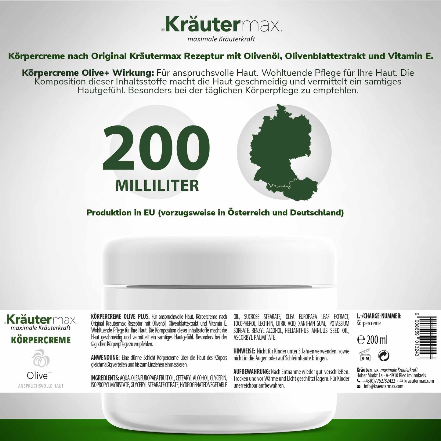 Oliven Öl Creme Körper 1 x 200 ml