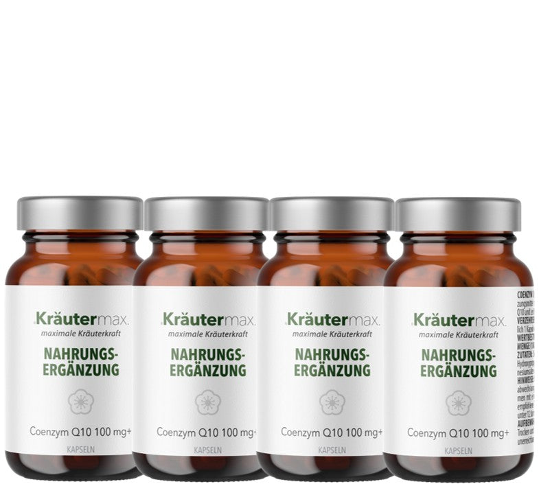 Coenzym Q10 100 mg Kapseln von Kräutermax, vegan, mit Lecithin, 4 x 60 Stück