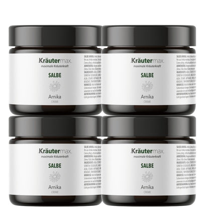 Arnika Salbe von Kräutermax, weiße Pflegecreme in Tube, 4 x 100 ml