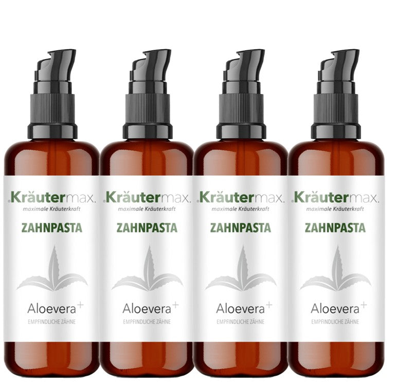 Aloe Vera Zahnpasta von Kräutermax, Zahncreme-Tube, 4 x 50 ml