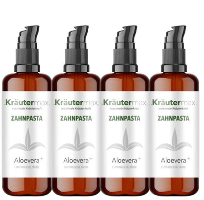 Aloe Vera Zahnpasta von Kräutermax, Zahncreme-Tube, 4 x 50 ml