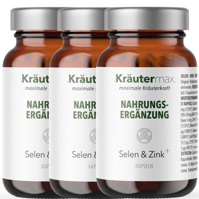 Selen mit Zink Kapseln 3 x 60 Stück AKTION - Kraeutermax