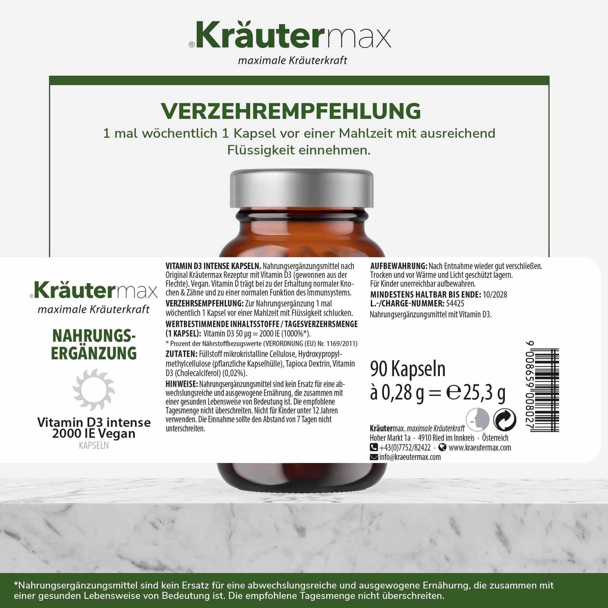 Vitamin D3 2000 IE Kapseln 1 x 90 Stück