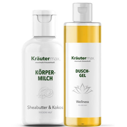 Duschgel Wellness 1 x 250 ml + Körpermilch Sheabutter & Kokos+ 1 x 250 ml AKTION - Kraeutermax