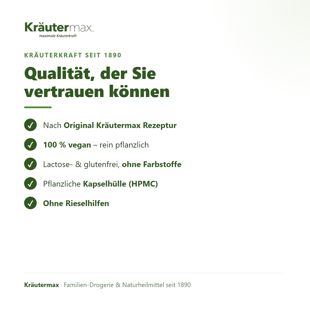 Akazienfaser plus Gerstengras Kapseln – Kräutermax Qualität: vegan, glutenfrei, ohne Rieselhilfen