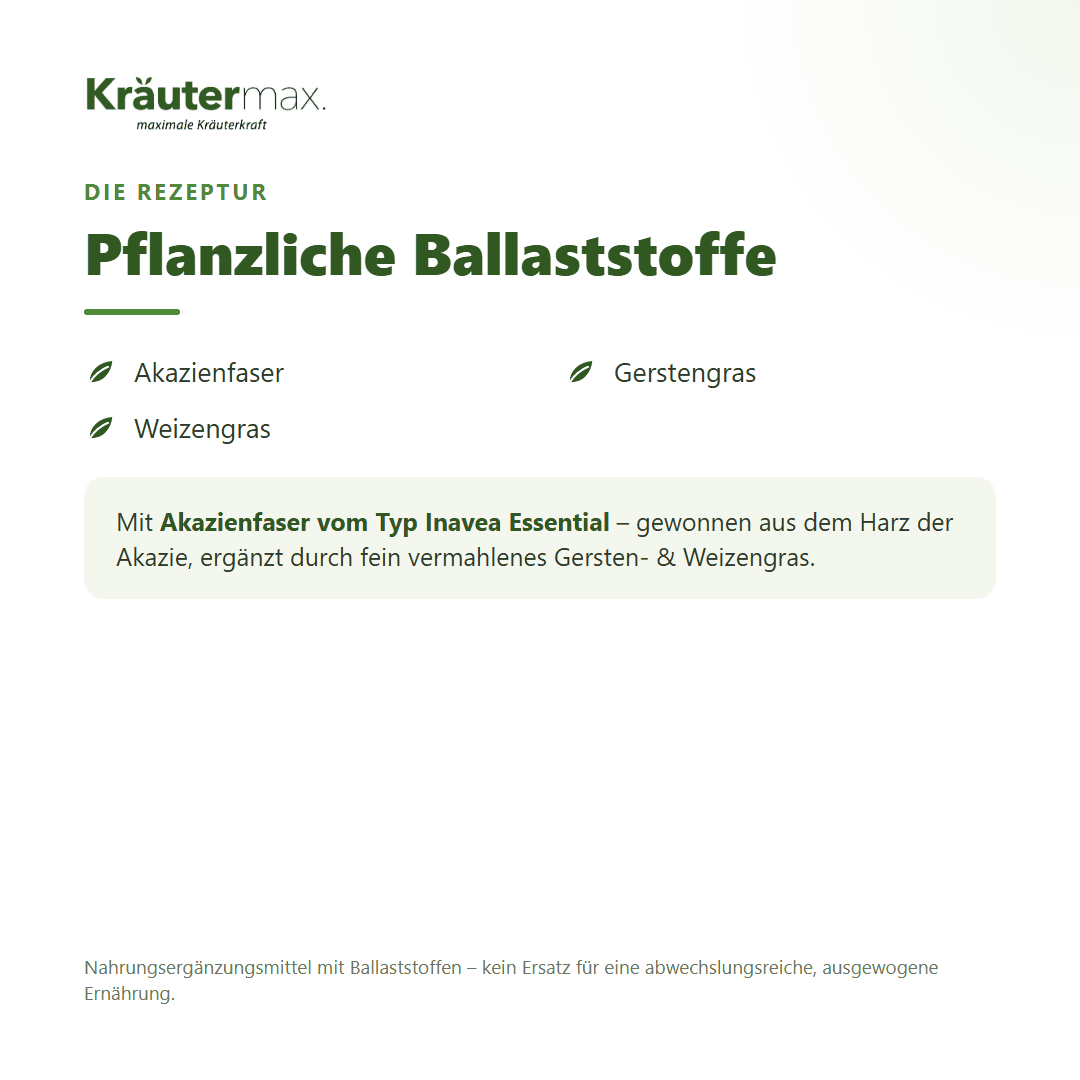 Akazienfaser plus Gerstengras Kapseln – mit Akazienfaser, Gerstengras & Weizengras (pflanzliche Ballaststoffe)