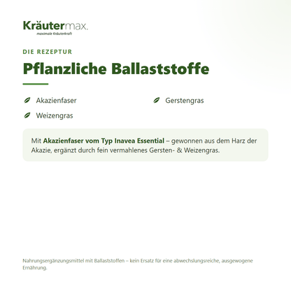 Akazienfaser plus Gerstengras Kapseln – mit Akazienfaser, Gerstengras & Weizengras (pflanzliche Ballaststoffe)