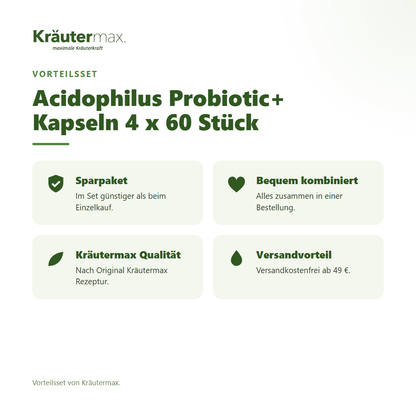 Acidophilus Probiotic+ Kapseln 4 x 60 Stück von Kräutermax – Vorteilsset, im Set günstiger