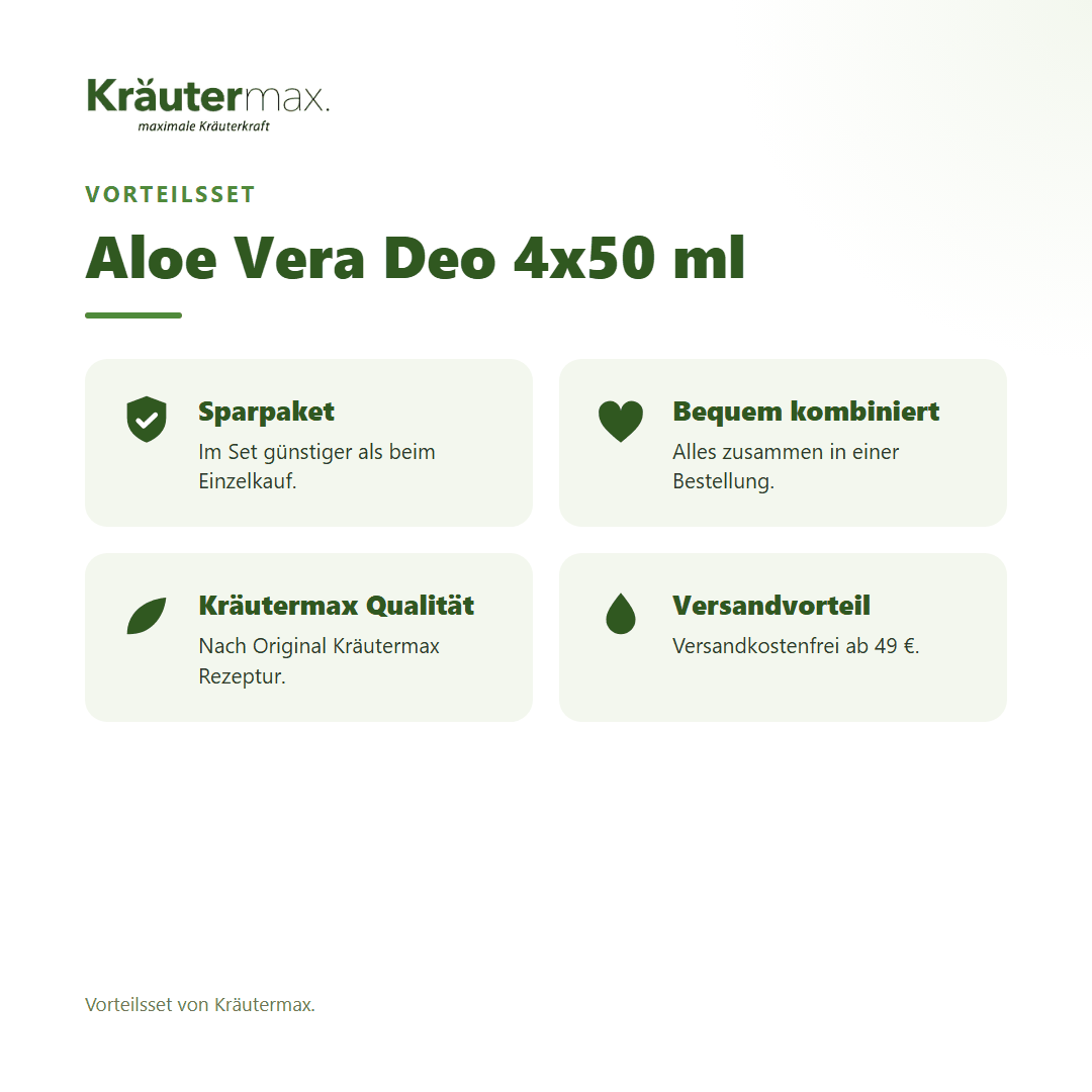 Aloe Vera Deo 4x50 ml von Kräutermax – Vorteilsset, im Set günstiger