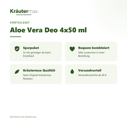 Aloe Vera Deo 4x50 ml von Kräutermax – Vorteilsset, im Set günstiger