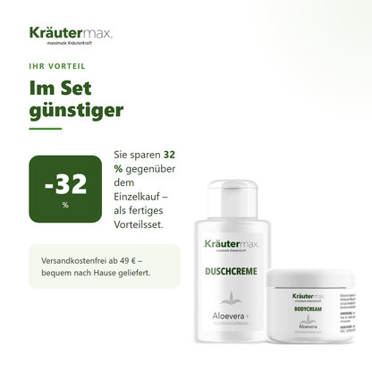 Aloevera Duschcreme + Bodycream Set – Ihr Vorteil: 32 % sparen gegenüber Einzelkauf