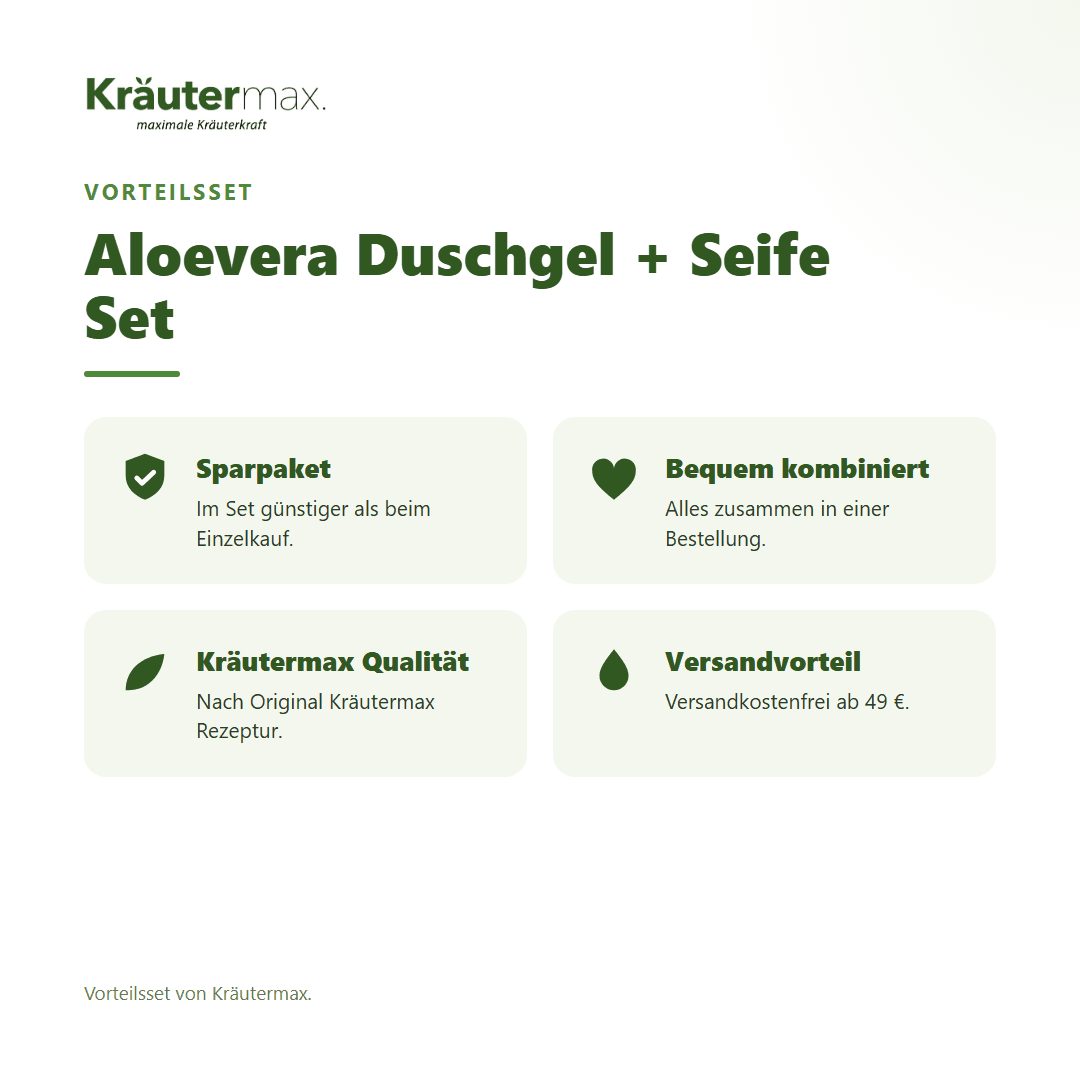 Aloevera Duschgel + Seife Set von Kräutermax – Vorteilsset, im Set günstiger